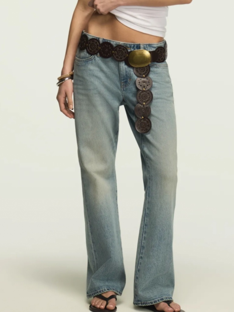 Womens Lucky Brand Studded Circle Disc Belt In Brown Sz Xs Nwt 119